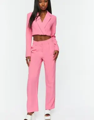 Forever 21 Wide Leg Mid Rise Trousers Peony