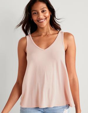 Old Navy Sleeveless Luxe V-Neck Swing T-Shirt for Women pink