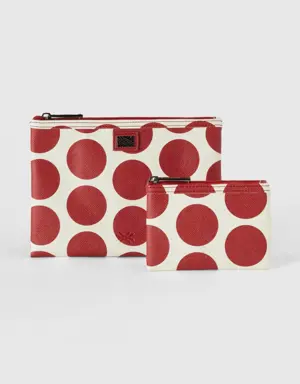 two white bags with red polka dots