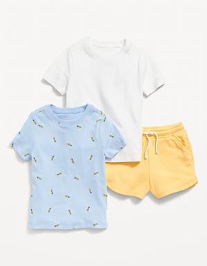 Old Navy Solid T-Shirt, Printed T-Shirt & French Terry Pull-On Shorts 3-Pack for Toddler Girls yellow
