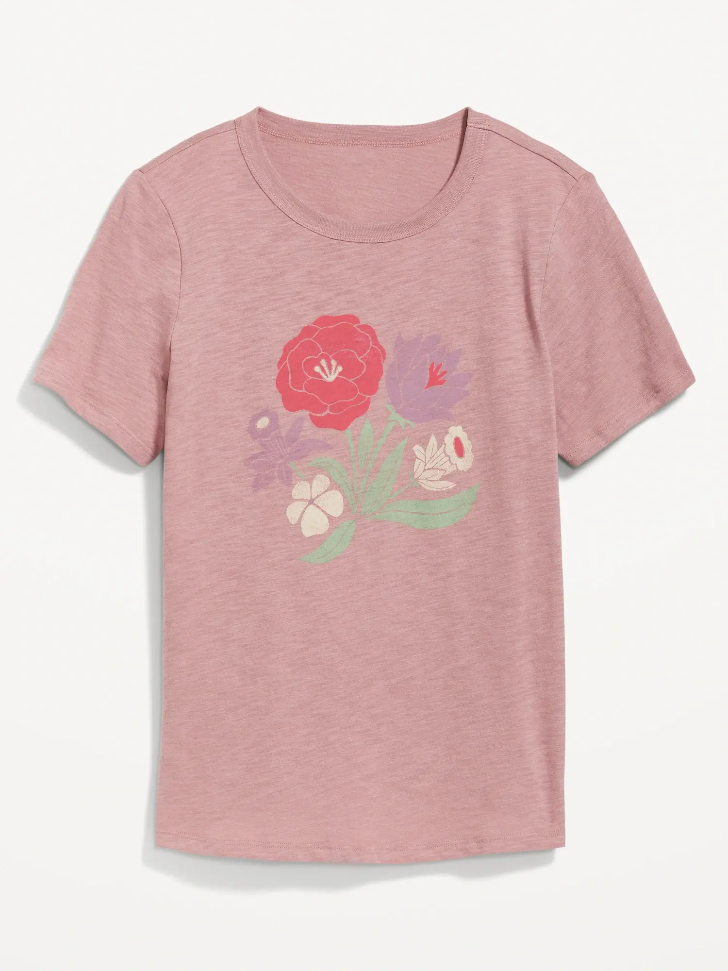 Old Navy EveryWear Slub-Knit Graphic T-Shirt for Women pink. 1