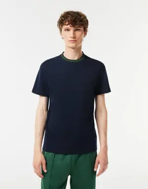 Lacoste T-shirt avec col rayé en mini piqué stretch