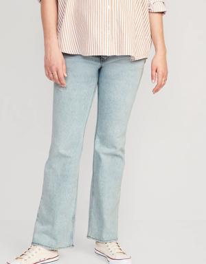 Maternity Front-Low Panel Distressed Flare Jeans blue