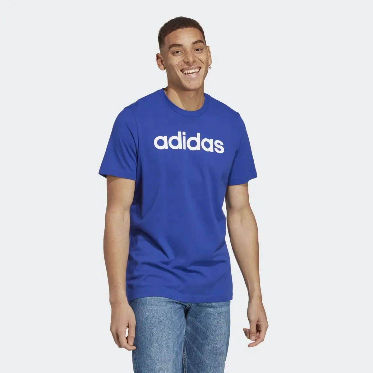 Adidas Essentials Single Jersey Linear Embroidered Logo T-Shirt. 2