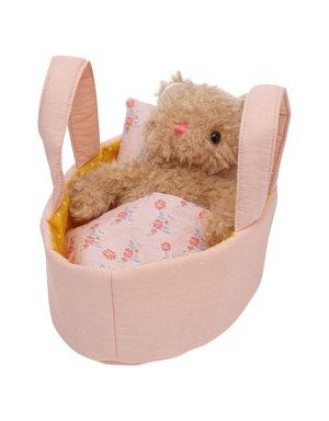 Moppettes Bea Bear Stuffed Animal with Bassinet and Blanket Pillow multi