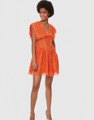 Coral Color Lace Dress