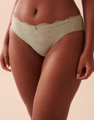 Microfiber and Lace Sleek Back Bikini Panty