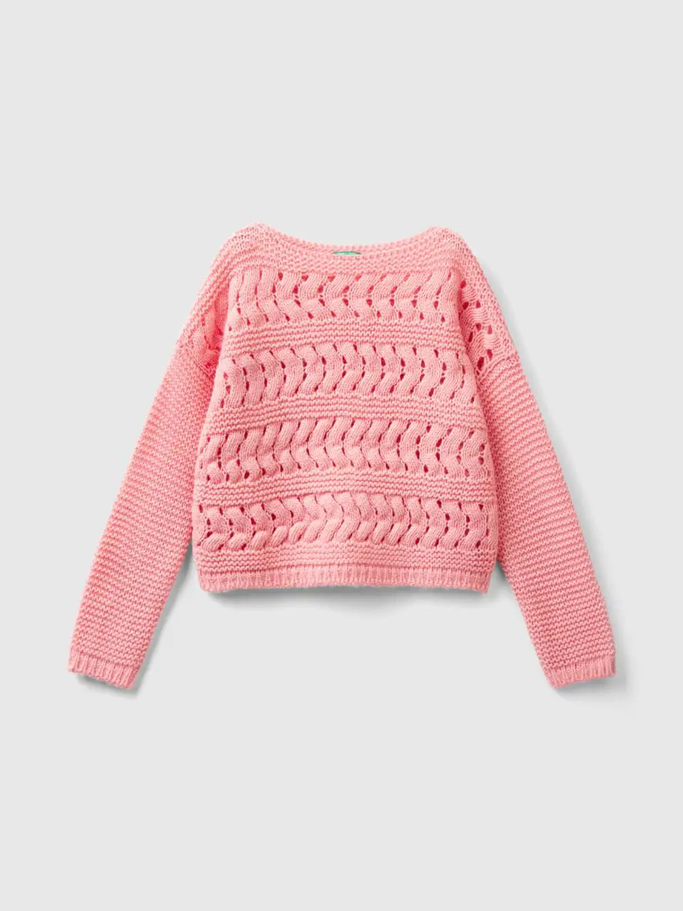 Benetton cable knit sweater in wool blend. 1