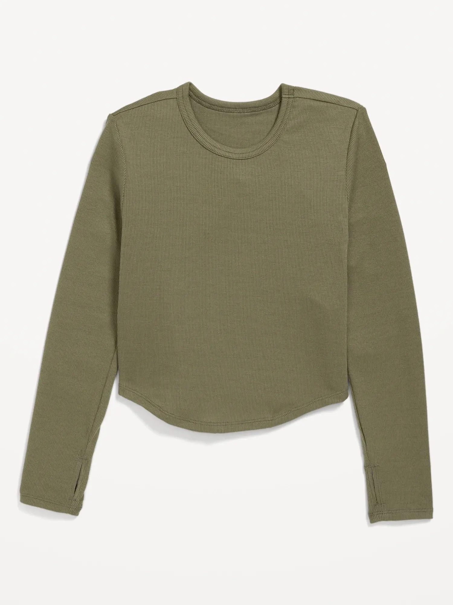 Old Navy UltraLite Long-Sleeve Rib-Knit T-Shirt for Girls gray. 1
