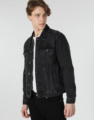 Colins Normal Kesim Siyah Jean Erkek Ceket. 3 Colins Normal Kesim Siyah Jean Erkek Ceket. 3