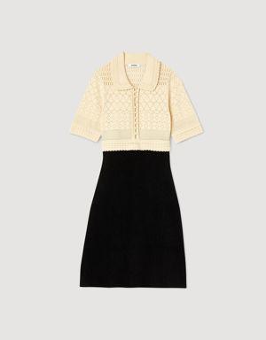 Short two-tone knit dress
