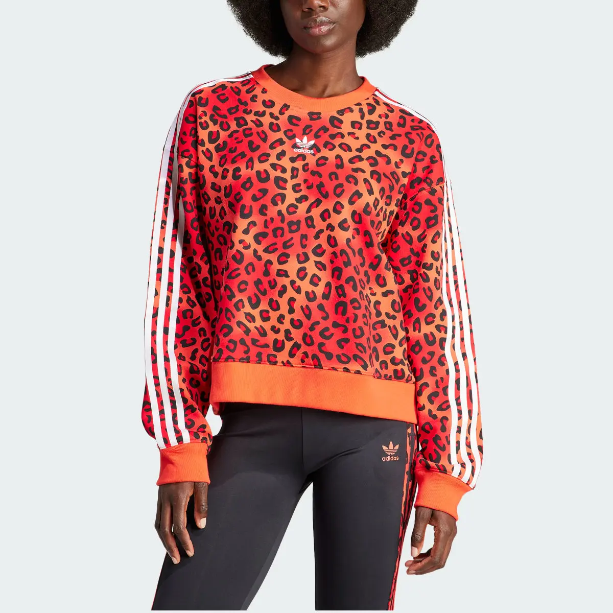 Adidas Sudadera cuello redondo adidas Originals Leopard Luxe Trefoil. 1