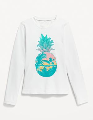 Old Navy Long-Sleeve Graphic Swim Rashguard Top for Girls white