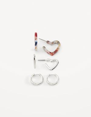 Silver-Plated Hoop Earrings 3-Pack for Women silver