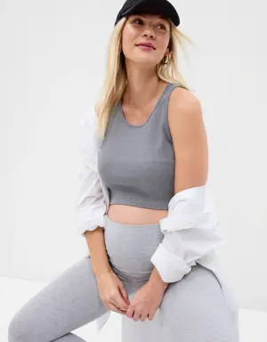 Maternity GapFit Rib Crop Top gray