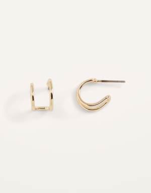 Gold-Plated Double-Hoop Stud Earrings For Women