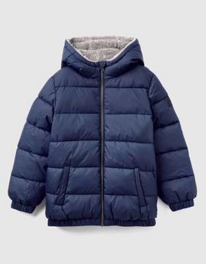 padded jacket with teddy interior