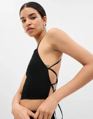 Cropped Open-Back Top black