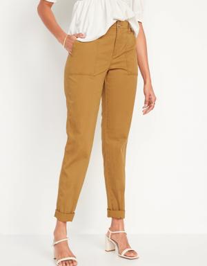 High-Waisted OGC Chino Cropped Workwear Pants for Women yellow
