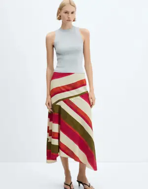  Striped satin skirt