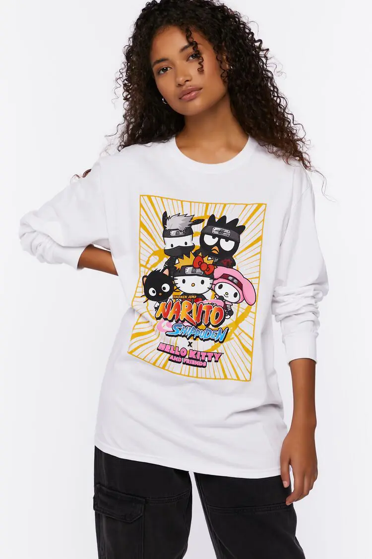 Forever 21 Forever 21 Naruto Shippuden x Hello Kitty & Friends Graphic Tee White/Multi. 1