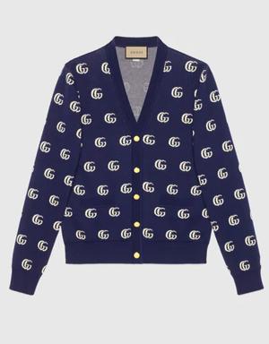 GG knit cotton jacquard cardigan