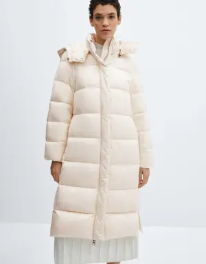 Hooded water-repellent quilted jacket