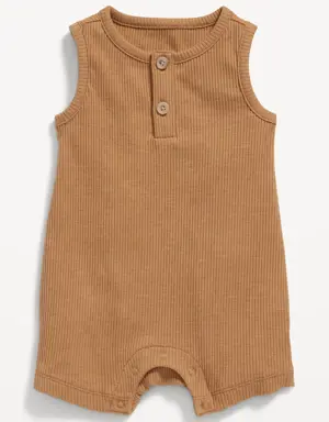 Old Navy Unisex Sleeveless Rib-Knit Henley Romper for Baby yellow