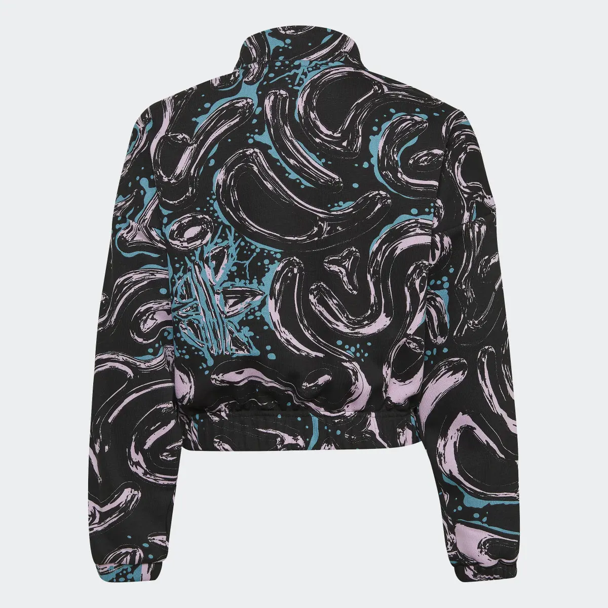 Adidas Allover Print Half-Zip Crop Crew Sweatshirt. 2