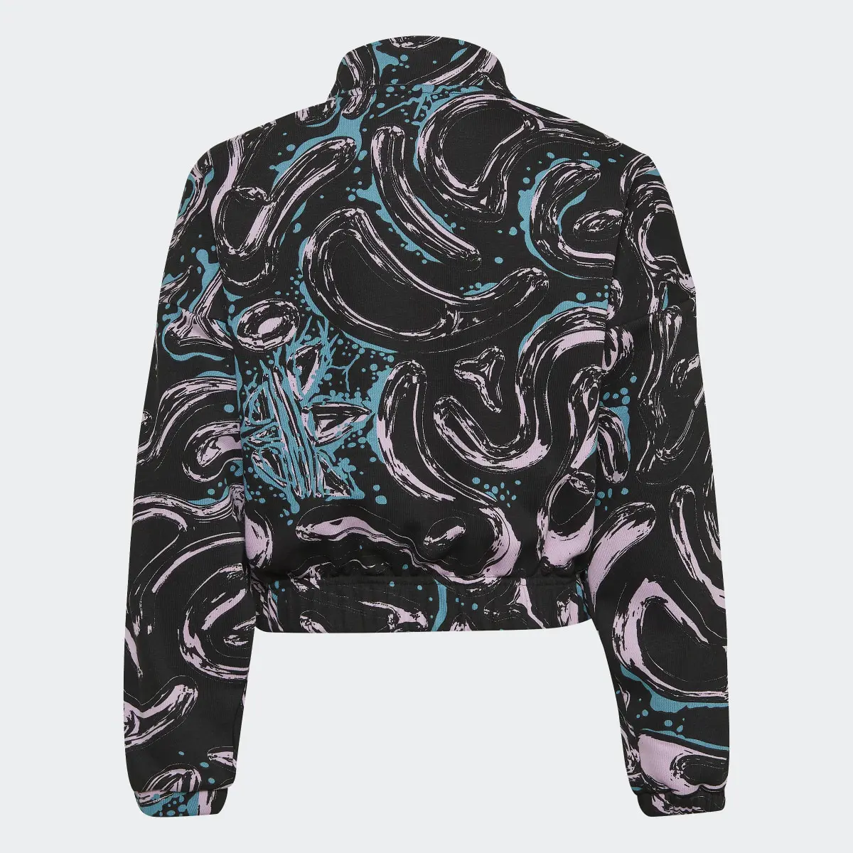 Adidas Allover Print Half-Zip Crop Sweatshirt. 2