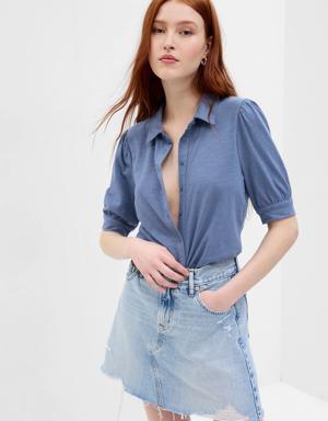 Gap Puff Sleeve Shirt blue