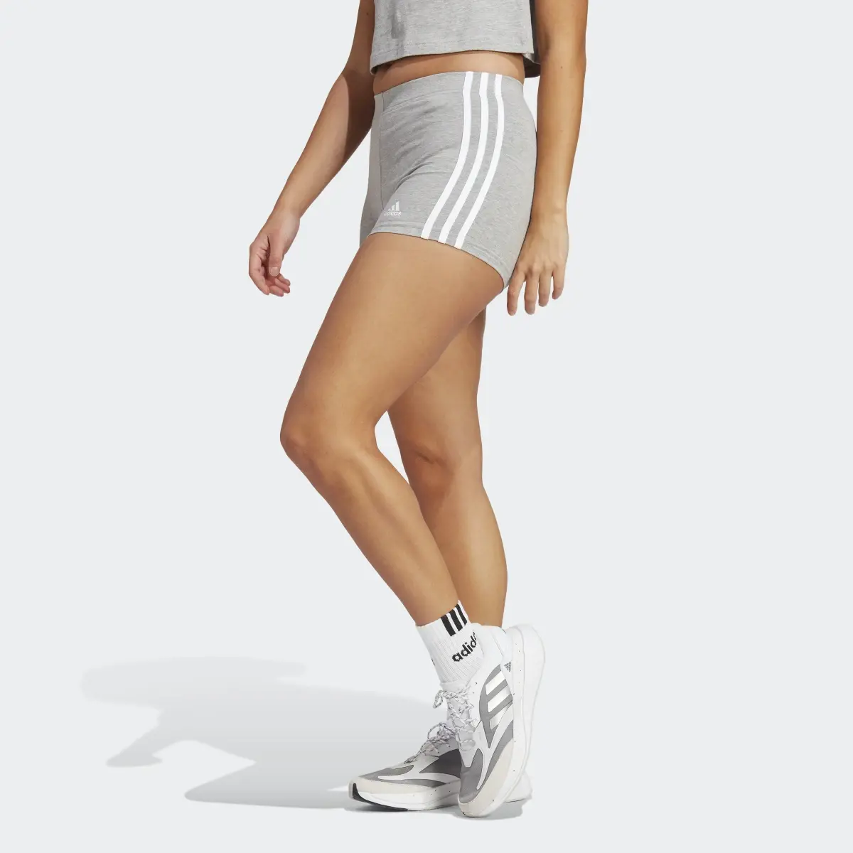 Adidas Essentials 3-Stripes Single Jersey Booty Shorts. 1