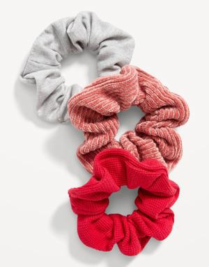 Mixed-Fabric Hair Scrunchies 3-Pack for Women multi