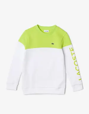 Lacoste Sweatshirt color block de felpa em algodão orgânico para criança