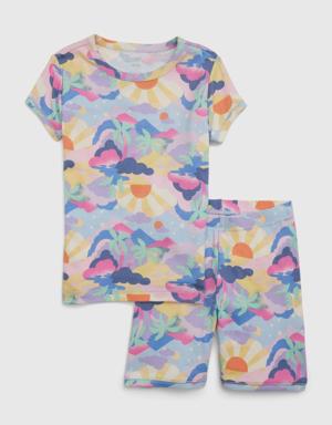 Kids 100% Organic Cotton Print PJ Shorts Set blue