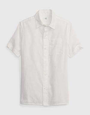 Gap Kids Linen-Cotton Oxford Shirt white