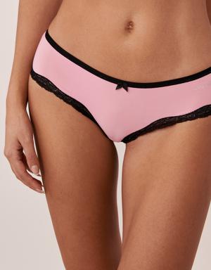 Microfiber and Lace Trim Cheeky Panty