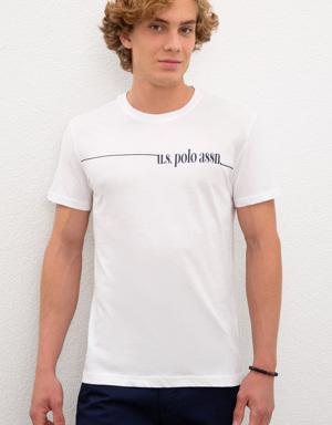 Erkek Beyaz Bisiklet Yaka T-Shirt