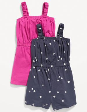 Sleeveless Jersey-Knit Romper 2-Pack for Toddler Girls blue