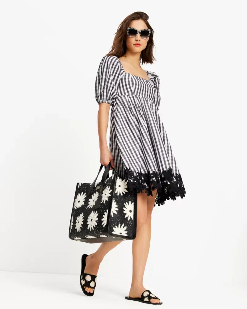 Kate Spade Spring Gingham Puff Sleeve Dress. 3