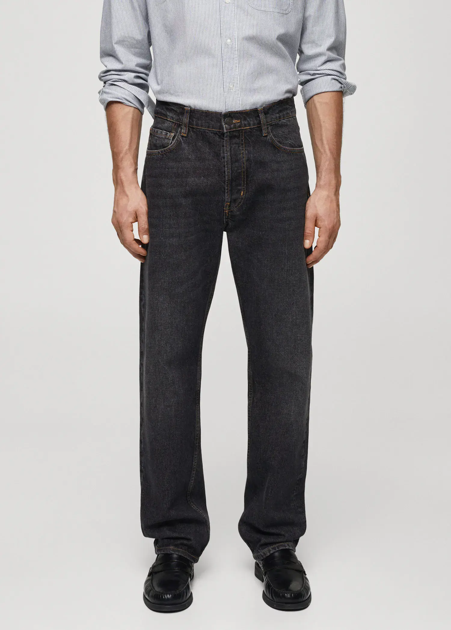 Mango Relaxed-fit dark wash jeans. 2
