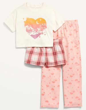 3-Piece Graphic Pajama Set for Girls multi