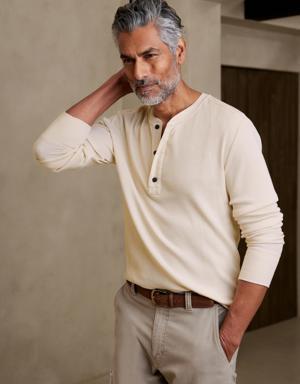 Banana Republic Authentic Ribbed Cotton Henley beige