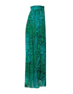 Pleated Green Midi Skirt