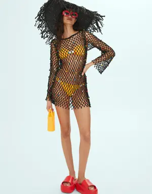 Mesh dress with bead detail
