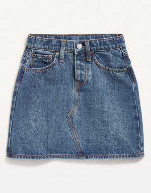 High-Waisted Button-Fly Jean Skirt for Girls blue