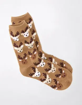 American Eagle Reindeer Crew Sock. 1