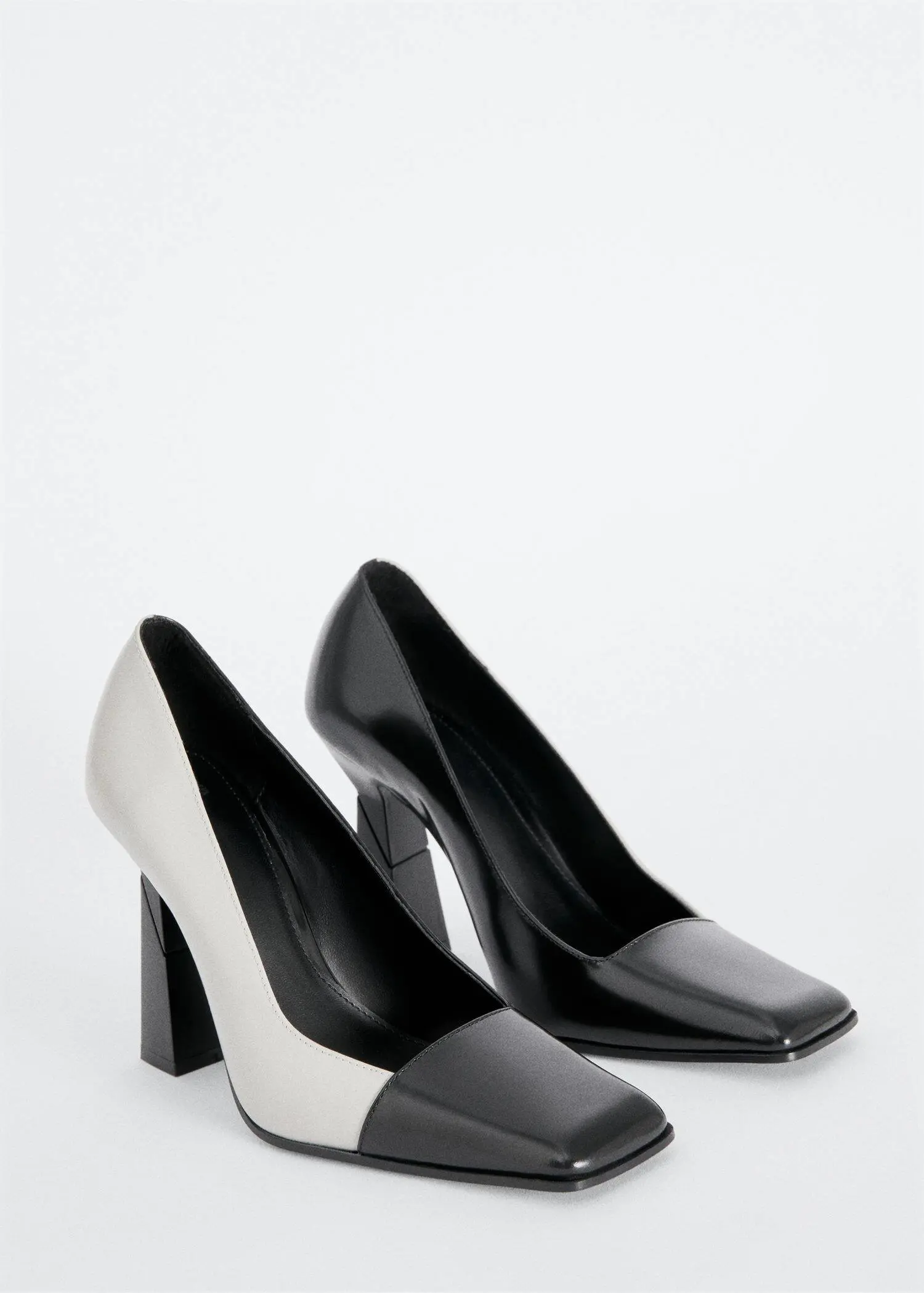 Mango Two-tone asymmetrical heel shoes. 3