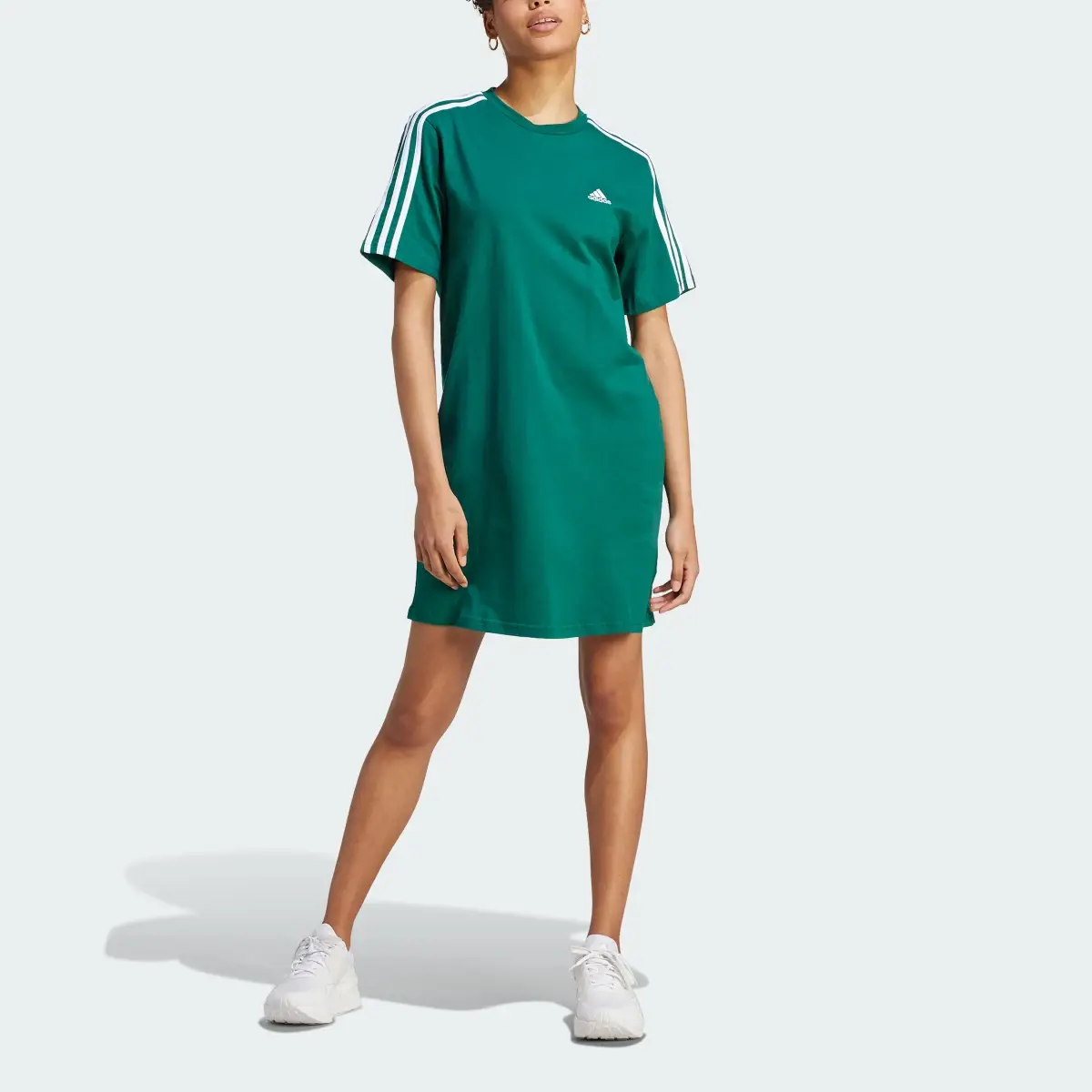 Adidas Essentials 3-Stripes Single Jersey Boyfriend Tee Dress. 1