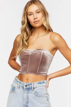 Forever 21 Forever 21 Velvet Sweetheart Tube Top Grey. 2